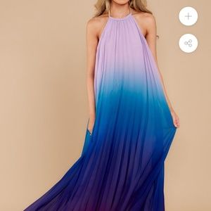 Purple Blue Ombre Maxi open Back Dress